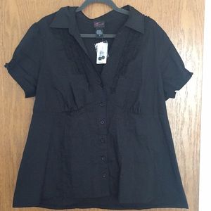 NWT black poplin blouse.